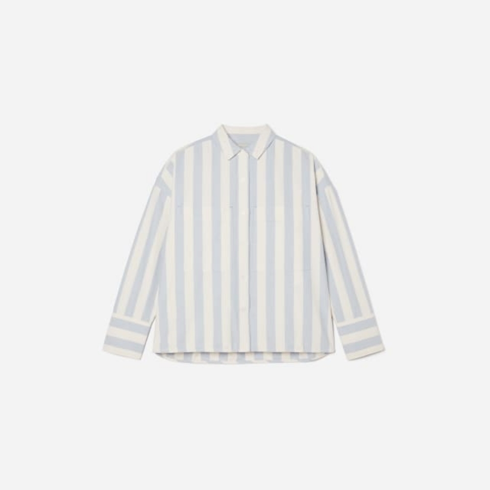 Everlane  Blue and White Striped Button Down Shirt - Picture 5 of 5